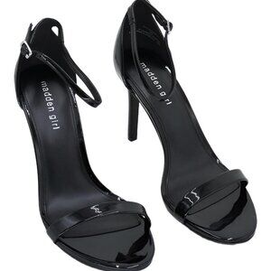Madden Girl Brazen Stiletto Ankle-Strap Dress Heels Black Patent US 10